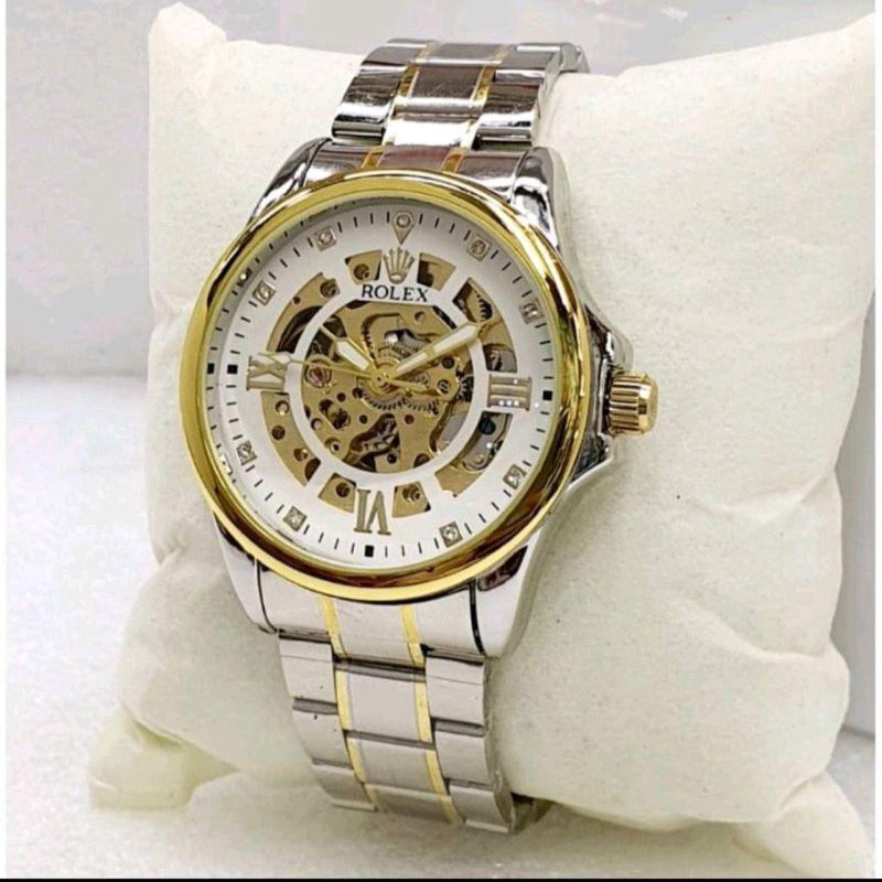 JAM TANGAN PRIA ROLEX AUTOMATIC RANTAI STAINLESS STEEL ELEGAN FREE BOX ORIGINAL(BISA COD)