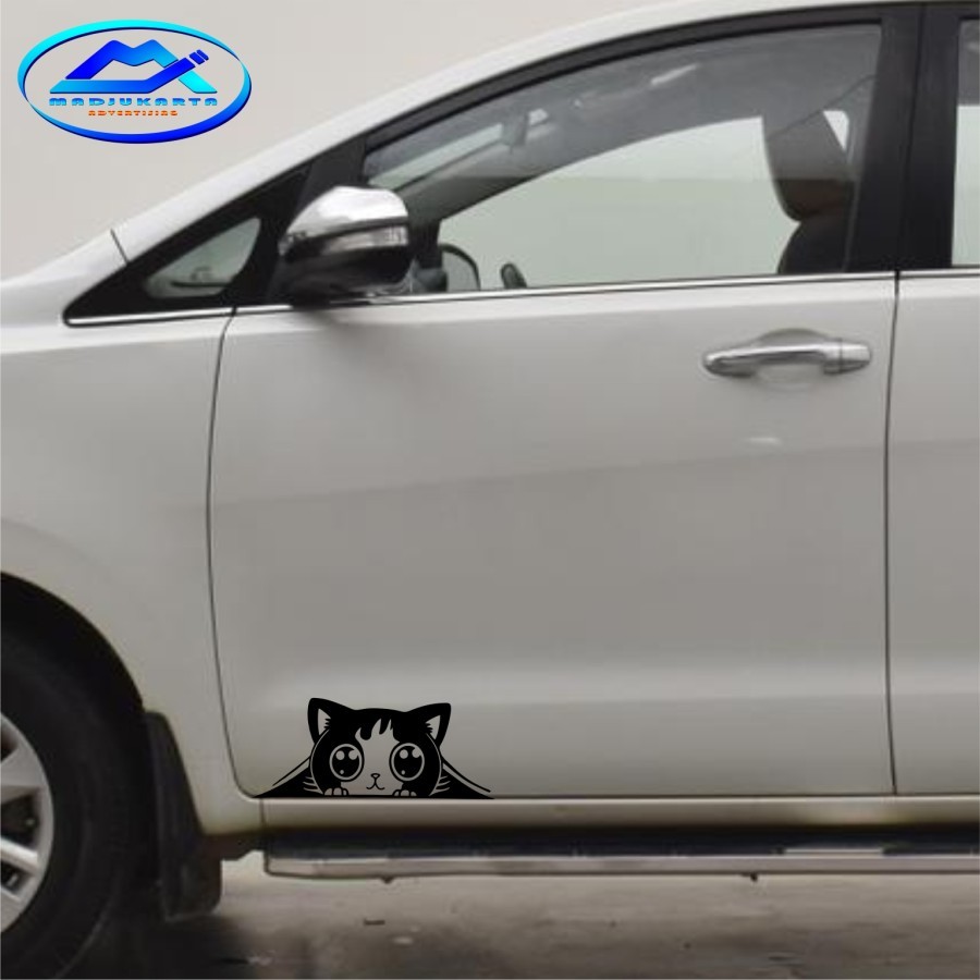 STICKER KUCING SEDIH NGINTIP PINTU MOBIL STIKER CUTTING AKSESORIS LUCU