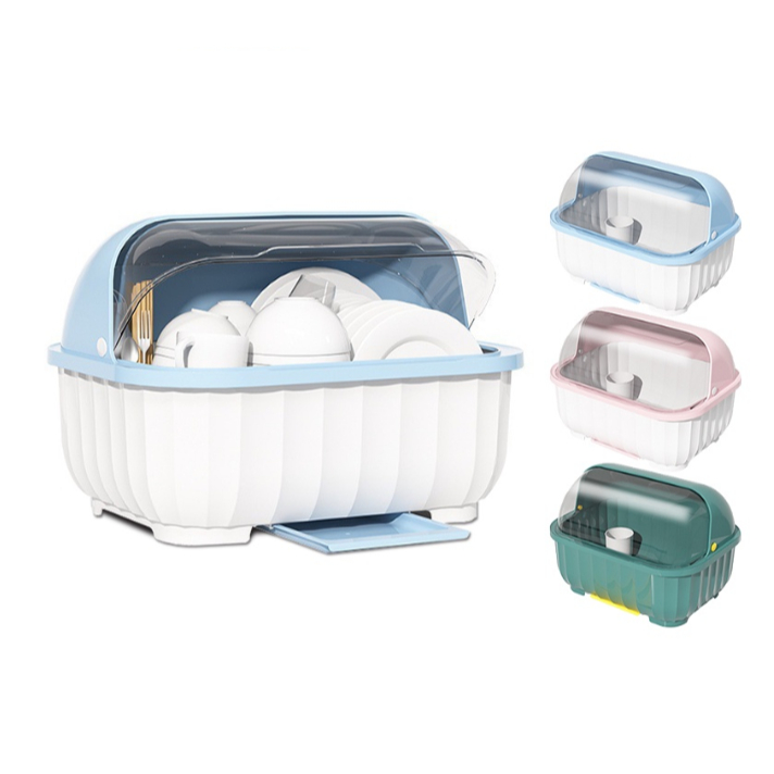 Terbaru Rak Piring Dapur Tertutup Plastik Tempat Piring Sendok Minimalis Pengering Mini Tutup/Tempat