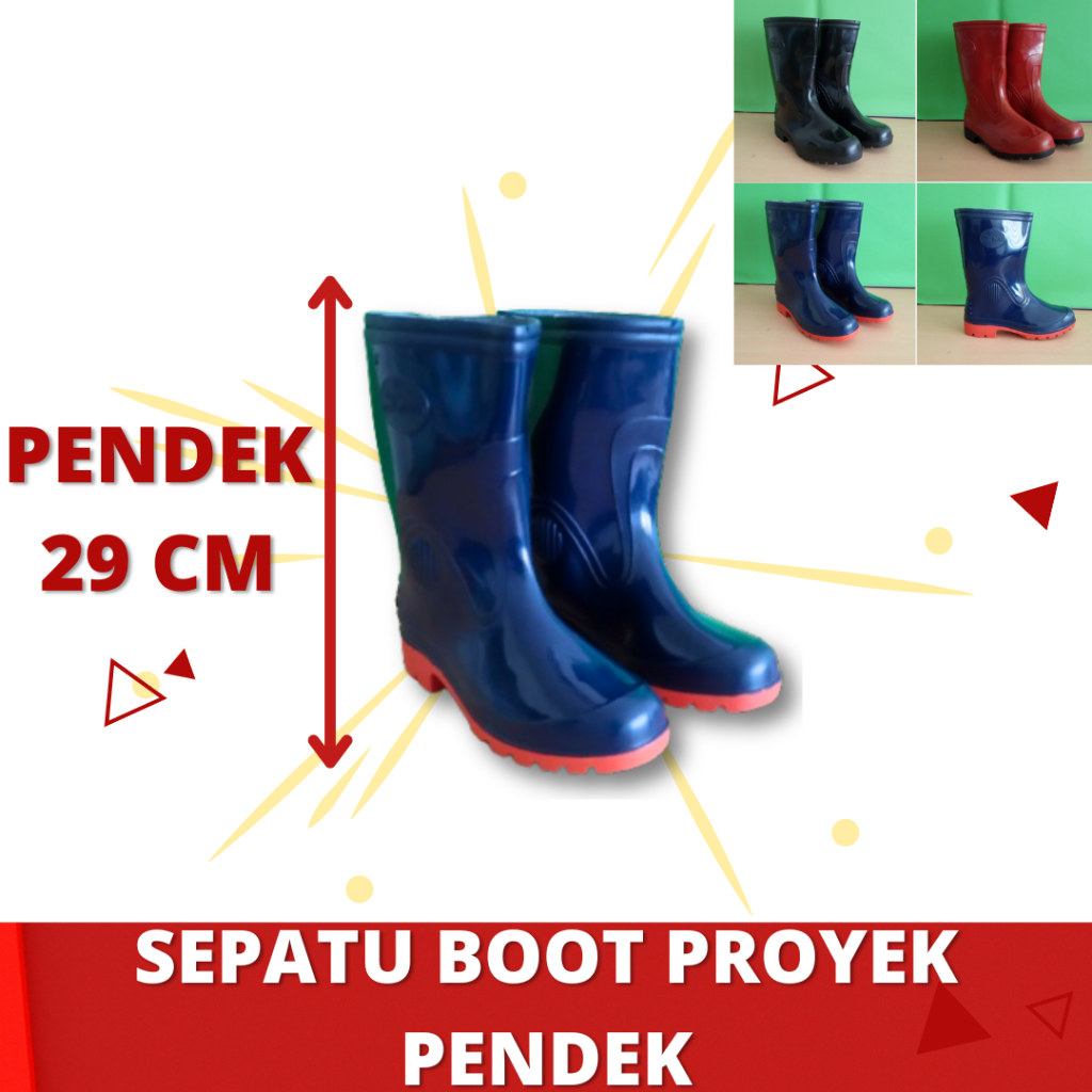 SEPATU BOOTS PRIA WANITA / SEPATU BOOTS KARET PENDEK 29CM / SEPATU BOOT KARET PROYEK