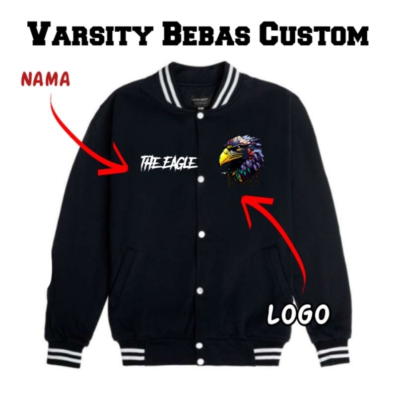 JAKET VARSITY BEBAS CUSTOM HOODIE JAKET BASEBALL PRIA WANITA JUMBO INISIAL UN ,SIZE S,M,L,XL,XXL,XXX
