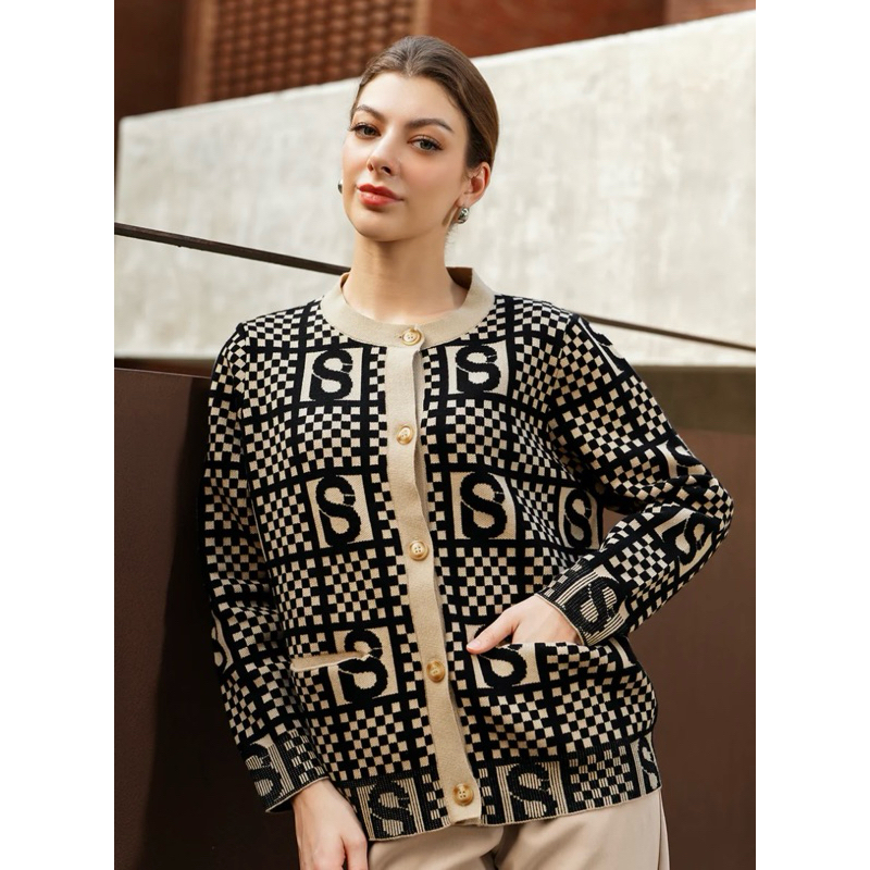 PO BUTTONSCARVES IVY PLAID CARDIGAN