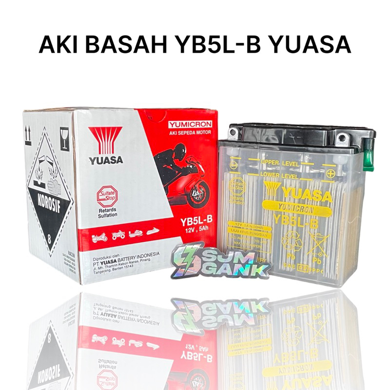 AKI YUASA YB5LB 5 12 VOLT 5 AMPER AKI BASAH ACCU MOTOR MIO SPORTY GRAND LEGENDA JUPITER BURHAN MEGAP