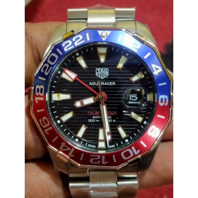 Jam tangan TH aquaracer automatic pepsi gmt bezel keramik saphire wr power oke