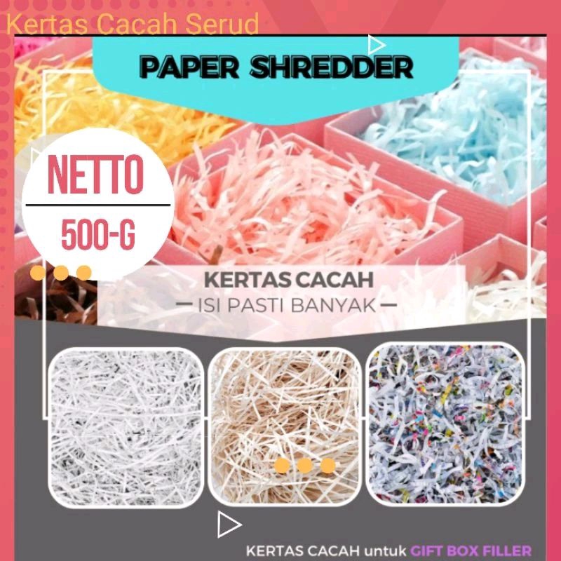

SHREDDED PAPER / KERTAS CACAH SERUT KAWUL / ISI GIFT BOX FILLER 500 Gram