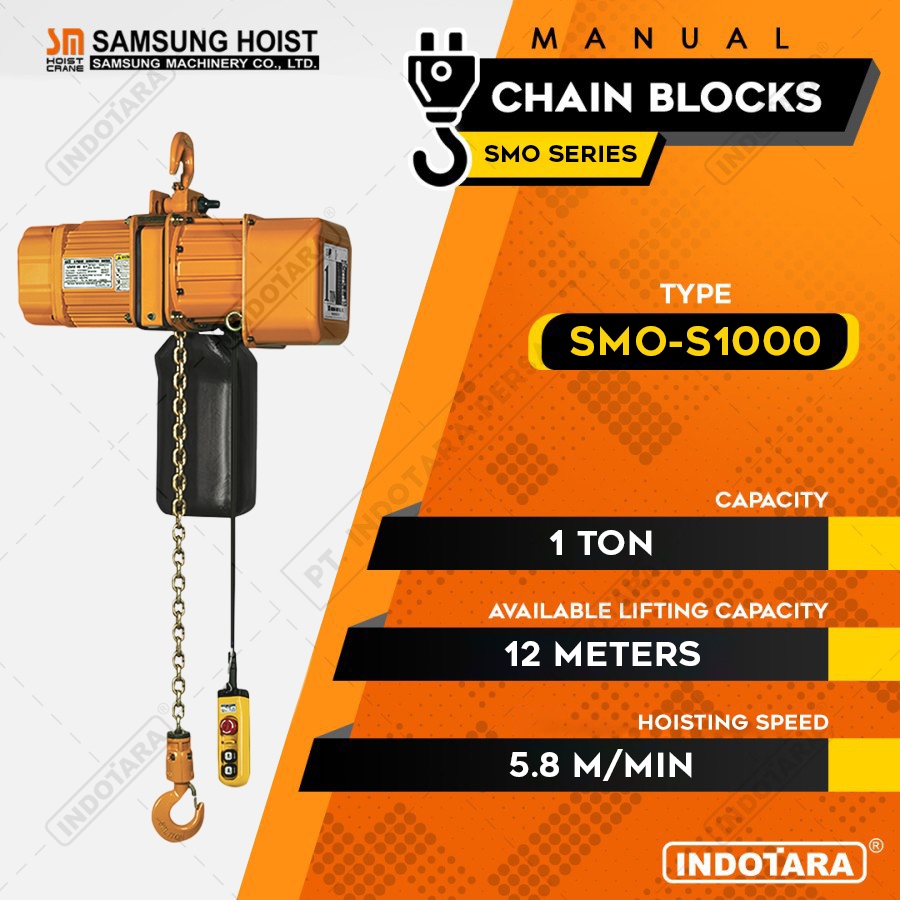 Electric Chain Hoist Samsung SMO Series 3 Phase SMO-S1000