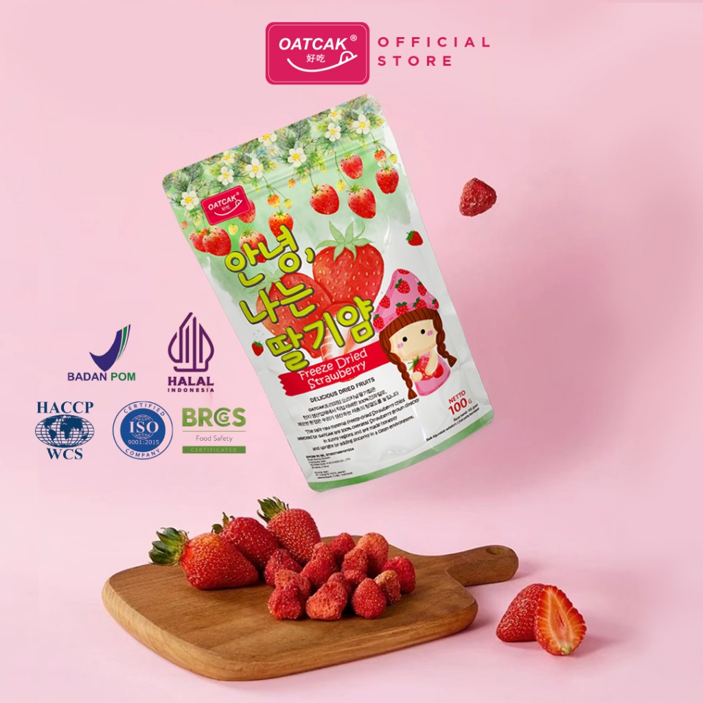 

OATCAK Freeze Dried Fruit Strawberry 100 Gram Buah Kering Stroberi Halal BPOM