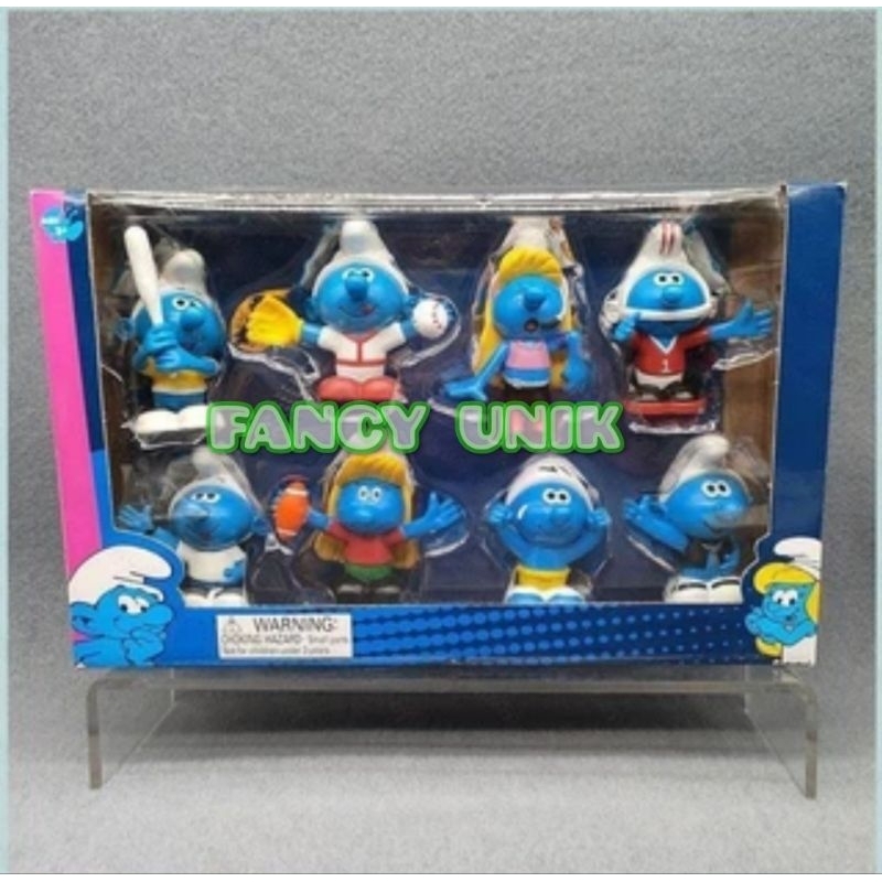 The Smurf Action Figure Pajangan Topper Box Set 8 Pcs