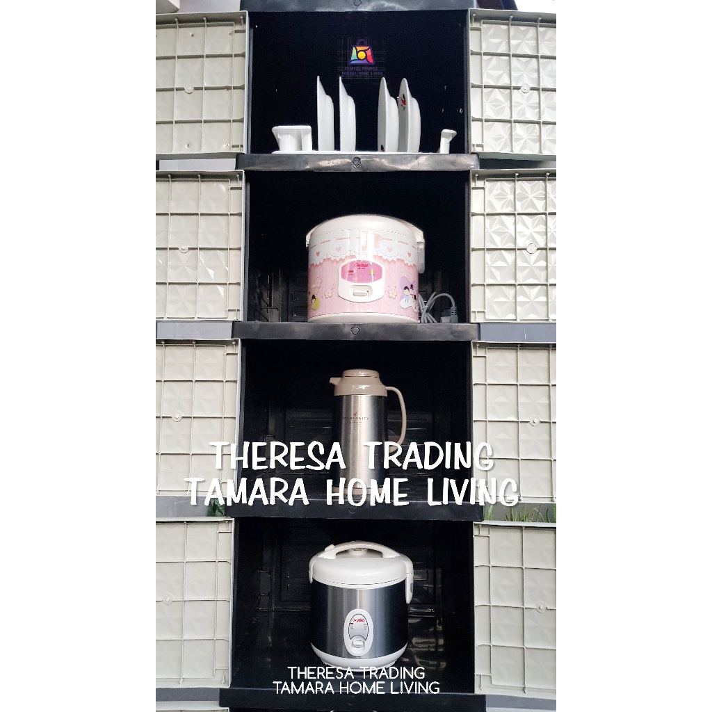 LEMARI PLASTIK DIAMOND KACA CERMIN 4 SUSUN 4 New Design