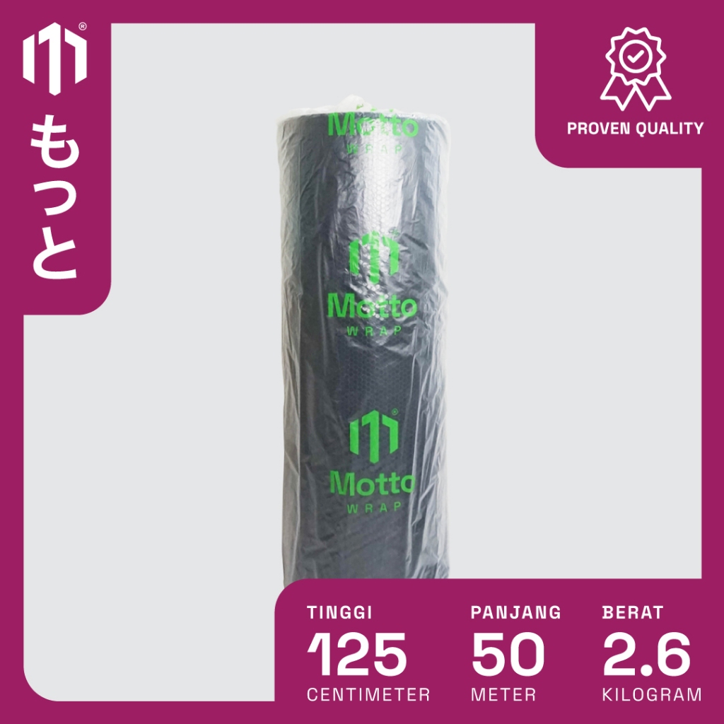 

Bubble Wrap Standard 125CM X 50M Hitam - Dengan Core - Plastik Buble/Bubel Motto