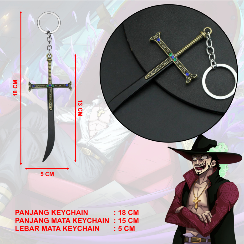 Kalung / Keychain Mihawk Anime Manga One Piece Black Premium