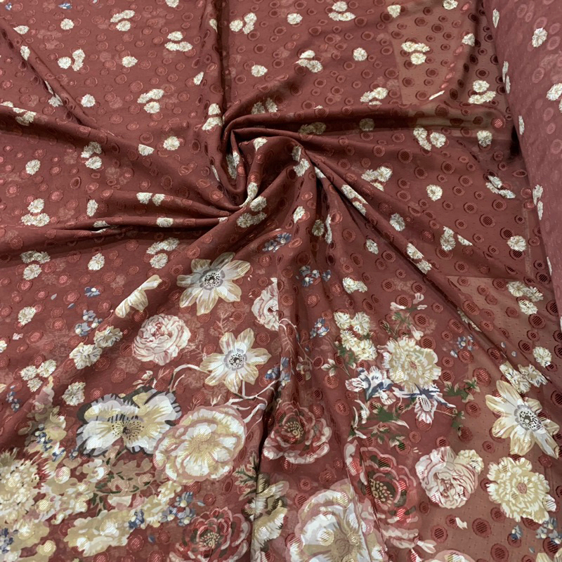 2 warna // Kain ciffon uragiri premium - kain ciffon uragiri motif pinggir - kain ciffon uragiri