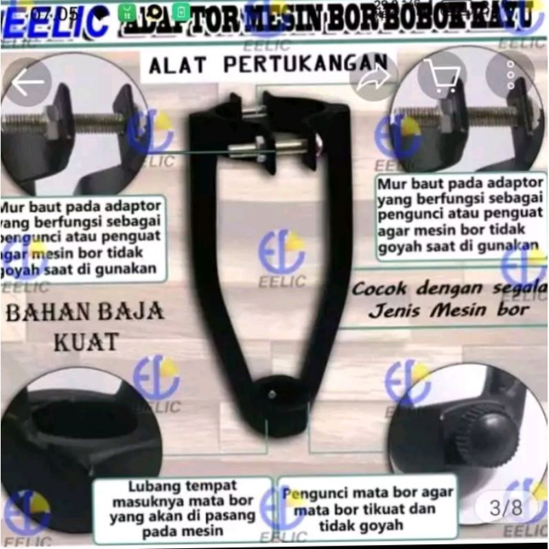 adaptor dudukan bor bobok kayu
