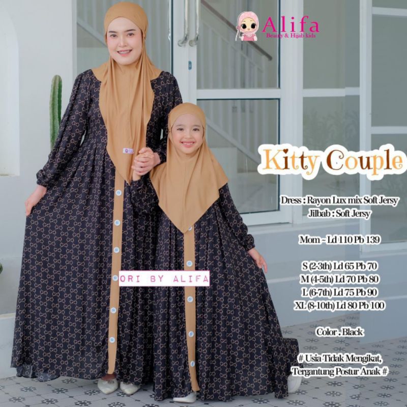 (ayya kids solo)Kitty gamis couple ibu dan anak perempuan terbaru termurah terlaris produk ori alifa