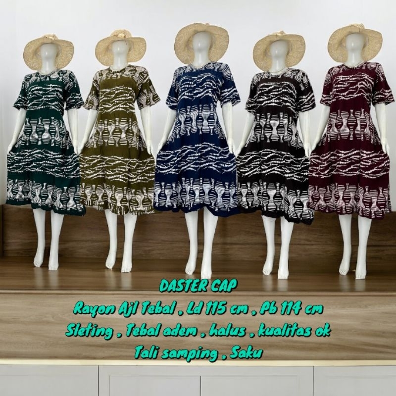 Daster Cap , Rayon Ajl Tebal , Ld 115 cm , Pb 114 cm , Sleting , Tebal adem , halus , kualitas ok , 