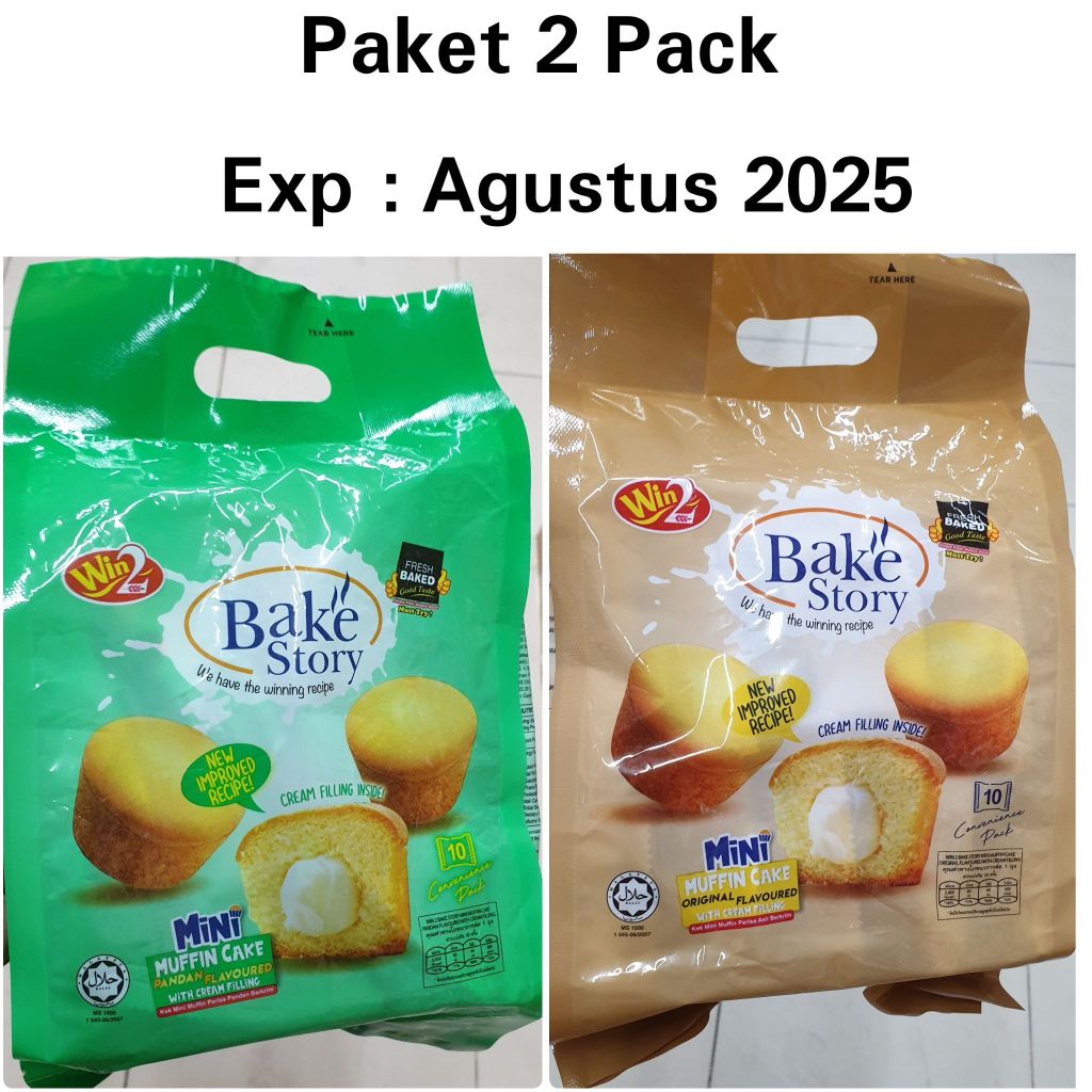 

PAKET 2 PACK WIN WIN WIN2 BAKE STORY MINI MUFFIN CAKE ORIGINAL / PANDAN