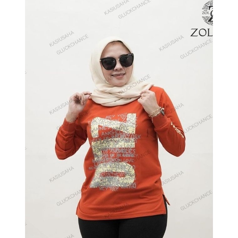 KODE W68R Baju Atasan Kaos Wanita Zolaqu Original Tshirt Oren Bata ZLQ Varian Ori Couple Pasangan Ke