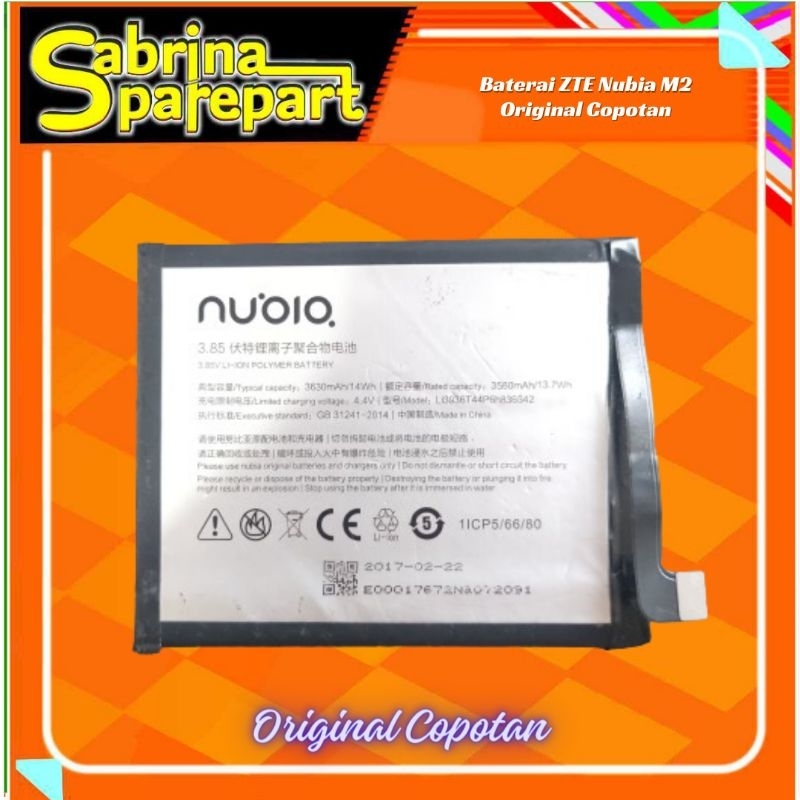 Baterai Batre ZTE Nubia M2 Original Copotan