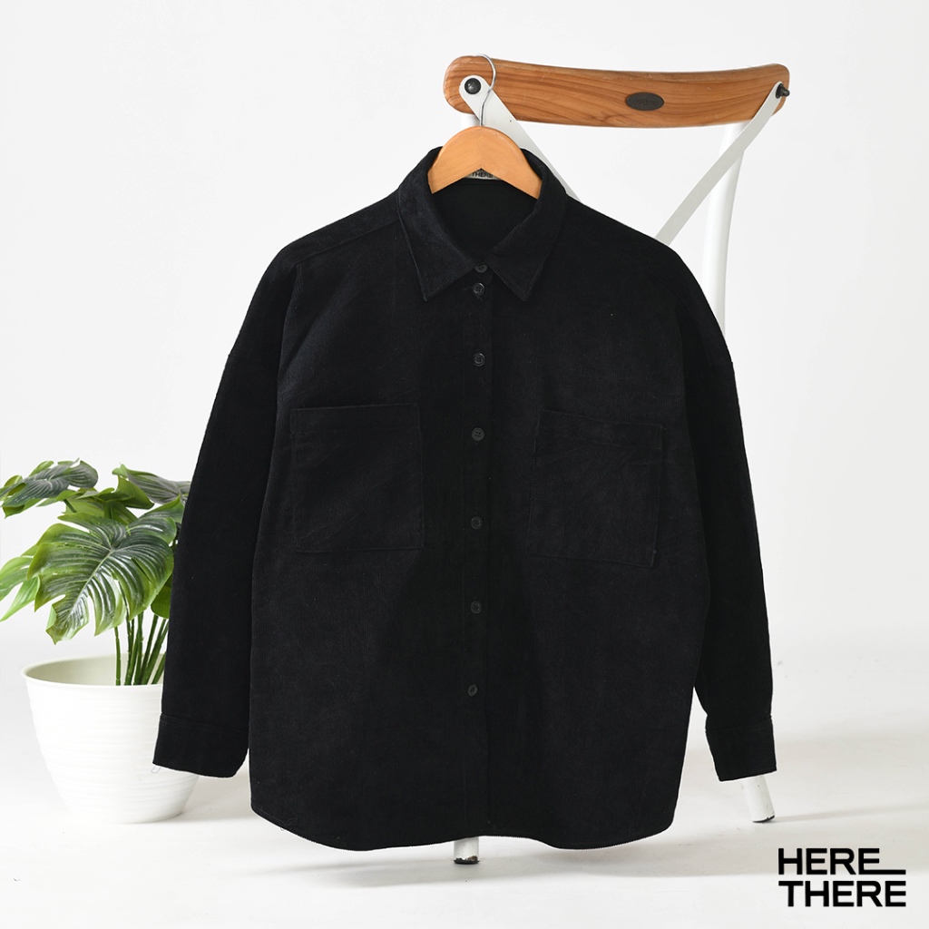 Kemeja oversize corduroy hitam