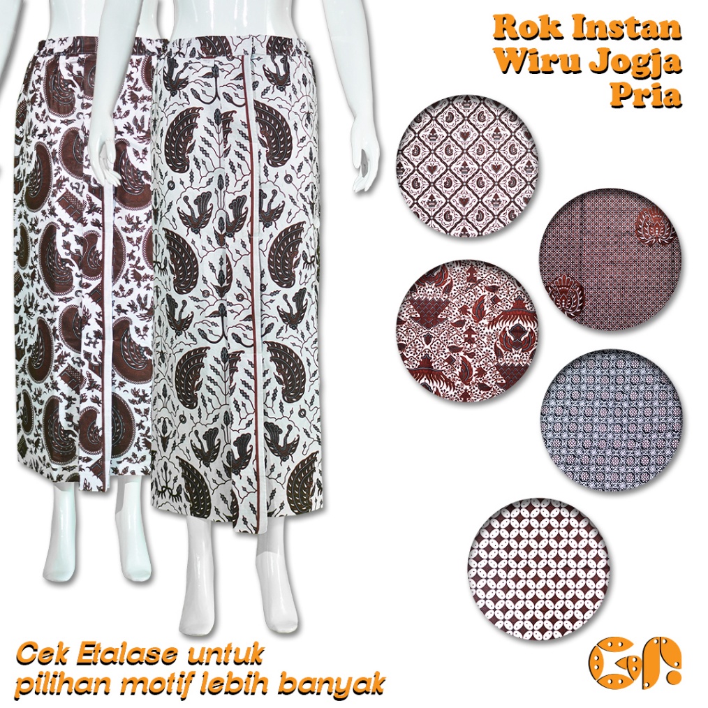 KODE N87R Rok Jarik Wiru Jogja Pria Dewasa Rok Instan Pakaian Adat Jawa Batik Motif Geometri