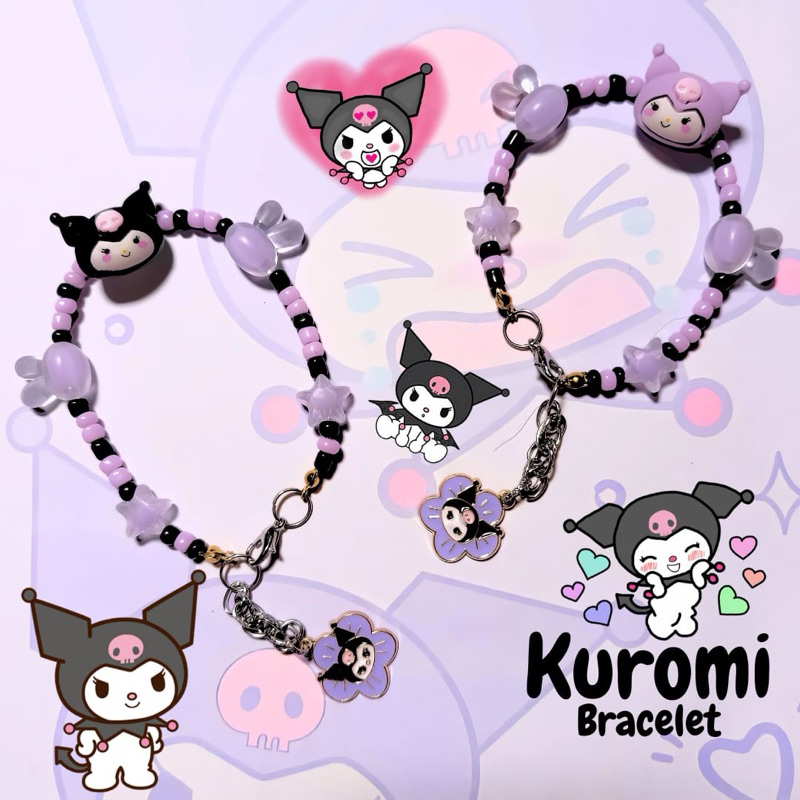 Gelang Bracelet Sanrio Beads Cute Hologram Kuromi Cinnamorrol My Melody Premium Mutiara Korea