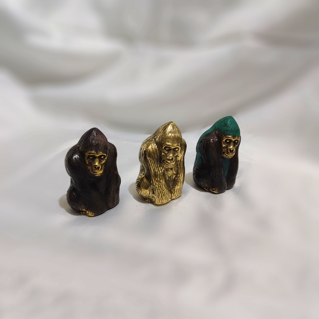 Patung Kera Bahan Kuningan Shio Monkey Brass Statue Gorila Kecil Dekorasi Pajangan Hiasan Unik Patun