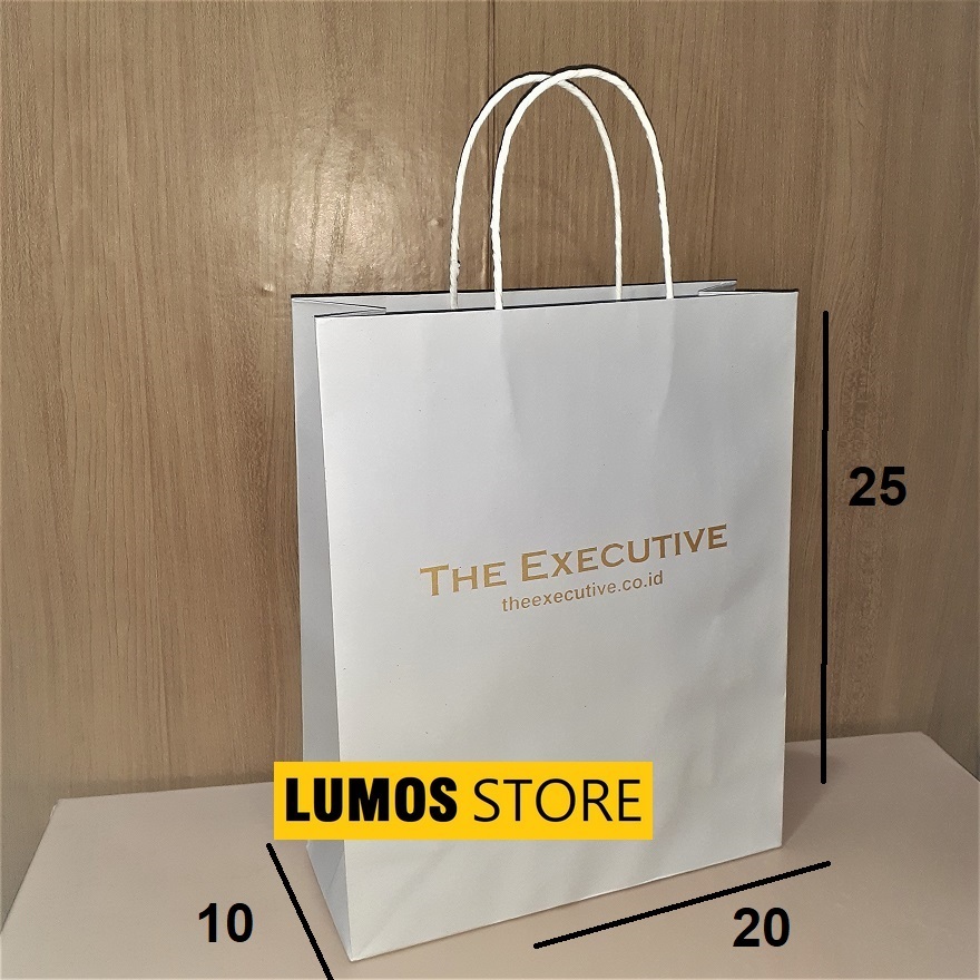 Paper bag The executive small putih 2 sisi 20 x 25 x 10 cm