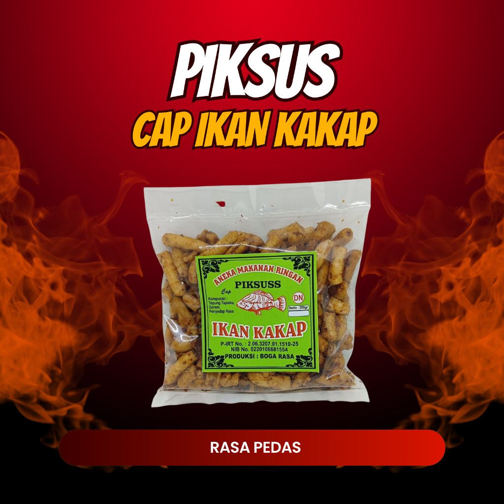 

Piksus Cap Ikan Kakap Rasa Pedas Kemasan 250gram