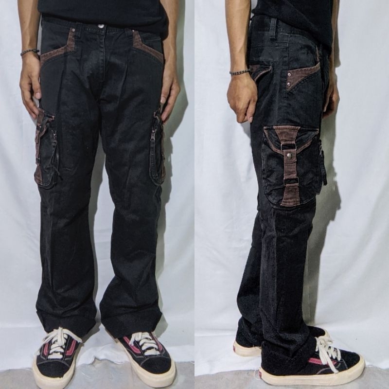 Celana Panjang Longpants Cargo 31040=UOMO Vtg Japan Rare Hitam Coklat Original Second Preloved #CC10