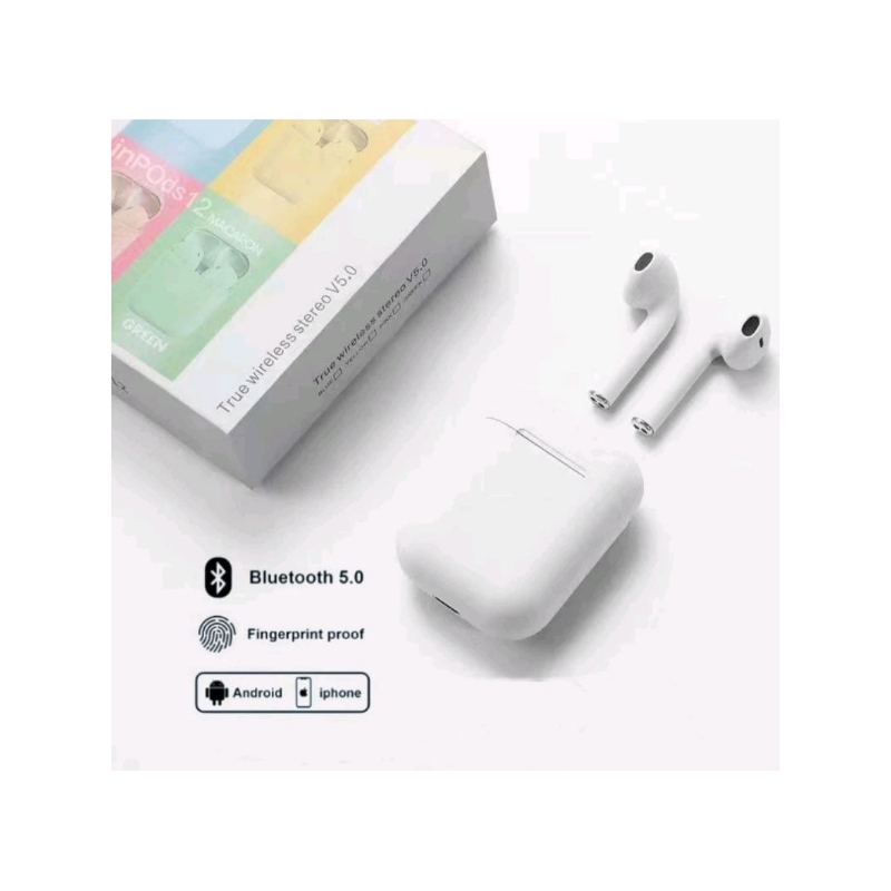 EARPHONE BLUETOOTH INPODS WIRELESS i12 MACAROON EARPHONE BLUETOOTH 5.0
