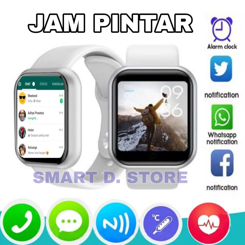 Jam Tangan Hp Pintar Smartwatch Android D20 Seriess Jam Tangan Monitor Kesehatan Monitoring Tidur Mo