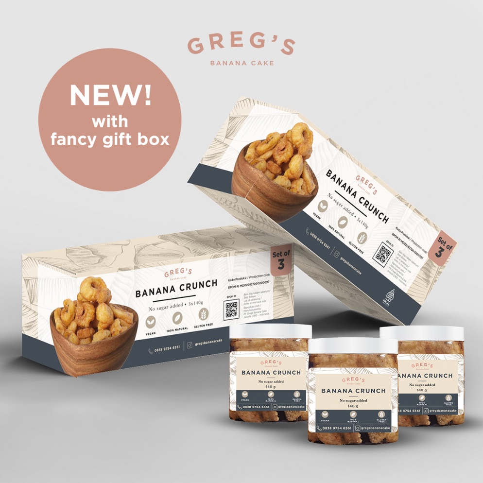 

Terlaris Set3 jars Gregs Banana Crunch 14gr