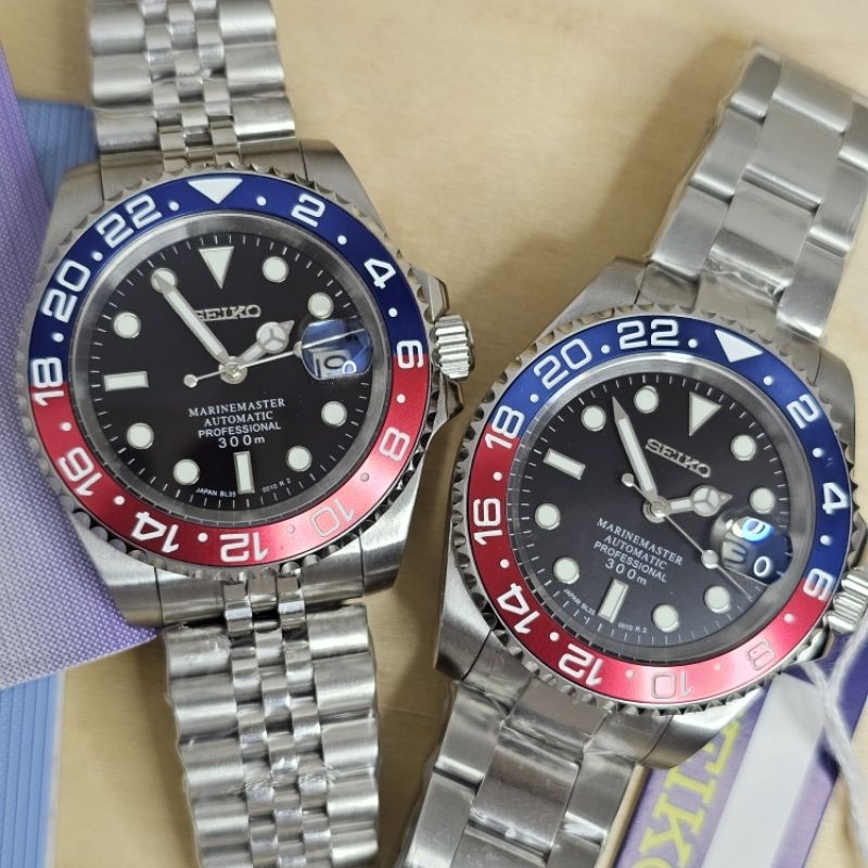 Seikomod Seiko Date Pepsi Jam Tangan Pria Automatic Free Box Ori