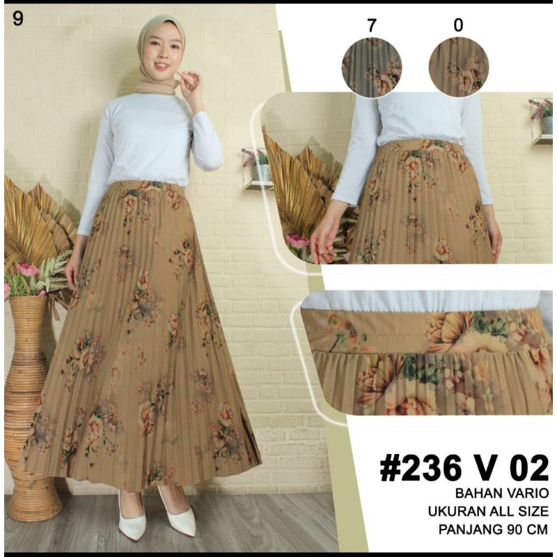 ROK PLISKET MOTIF BUNGA | ROK IMPORT | ROK PLISKET PREMIUM | ROK PANJANG