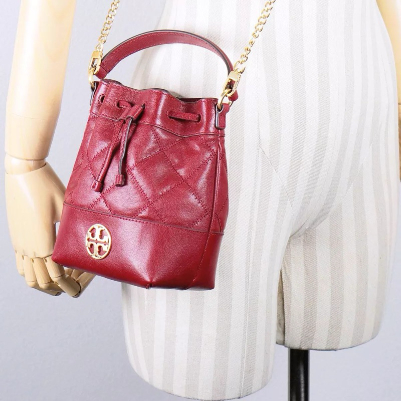 Original Tory Burch TB Willa Mini Bucket Bag in Quilted Nappa Leather