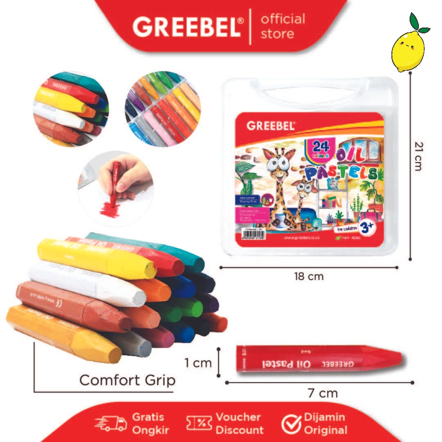 

Crayon Oil Pastel Greebel PP-24C / Krayon 24 Warna