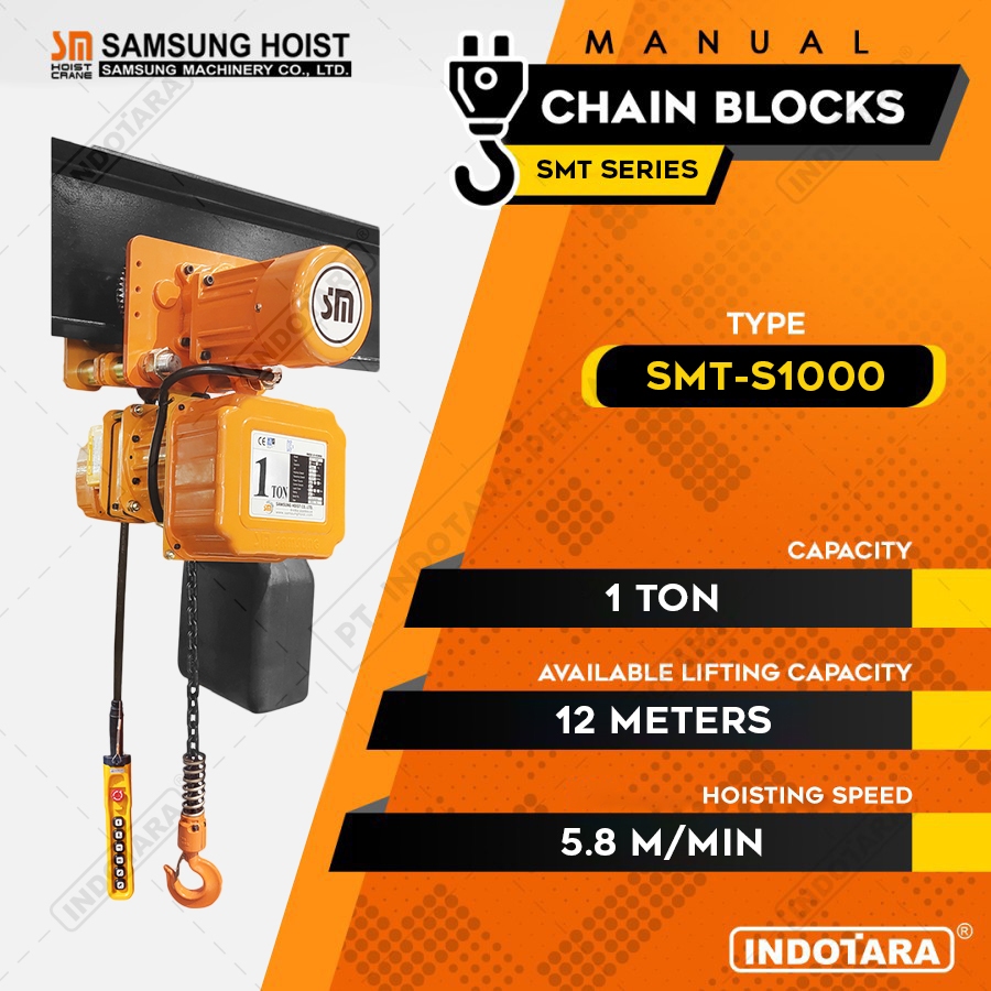 Electric Chain Hoist Samsung With Trolley Series SMT S1000 - 12M