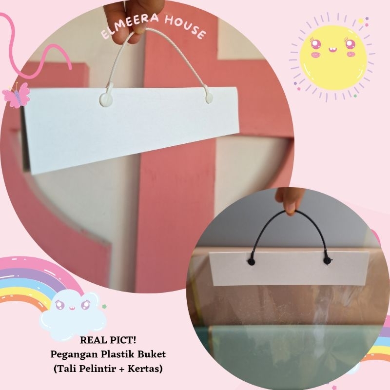 

Hangtag Buket Per/Pcs| Pegangan Plastik Buket (Tali Pelintir + Kertas)