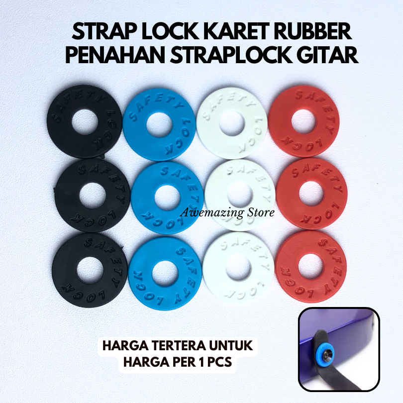 Strap Lock Gitar Karet / Pengunci Safety Lock Strap Gitar Anti Slip / Safety Strap Lock