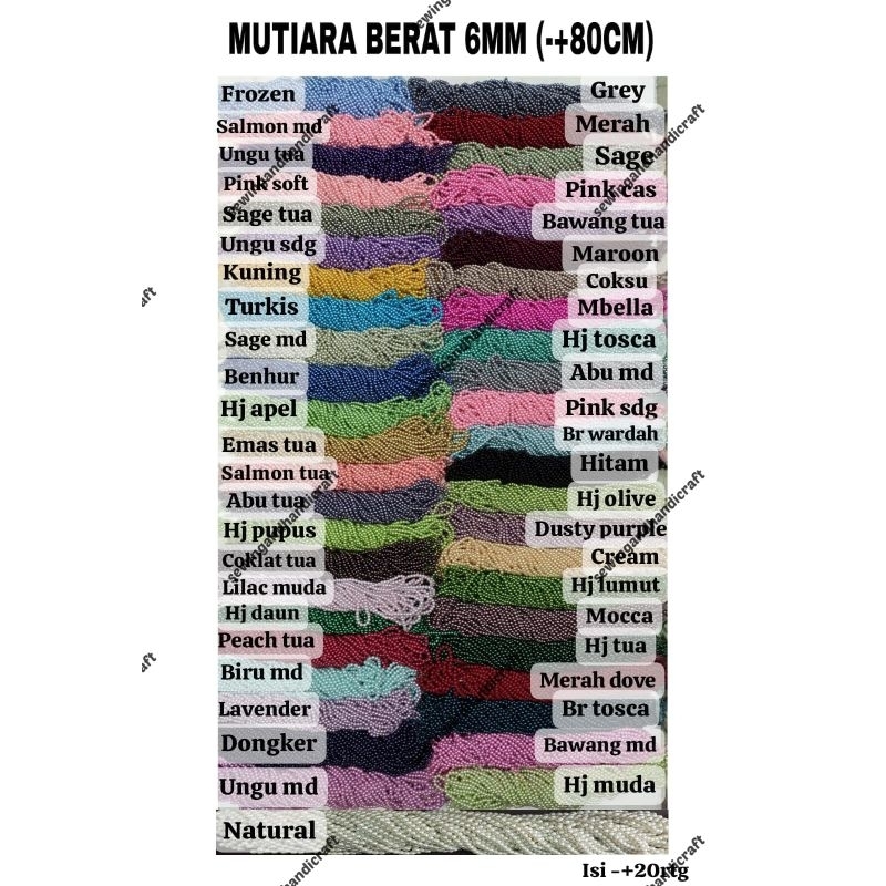 Mote/Manik/Mutiara Berat/Mutiara Berat 6mm