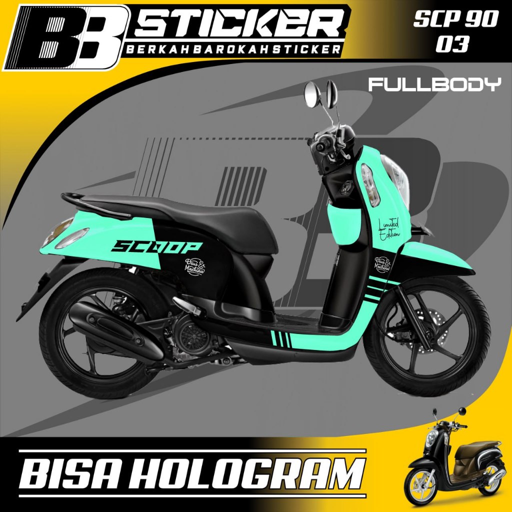 Decal Scoopy BISA HOLOGRAM Full Body Full Blok Dekal Sticker Scoopy FI 2013 2014 2015 2016 Scp 90