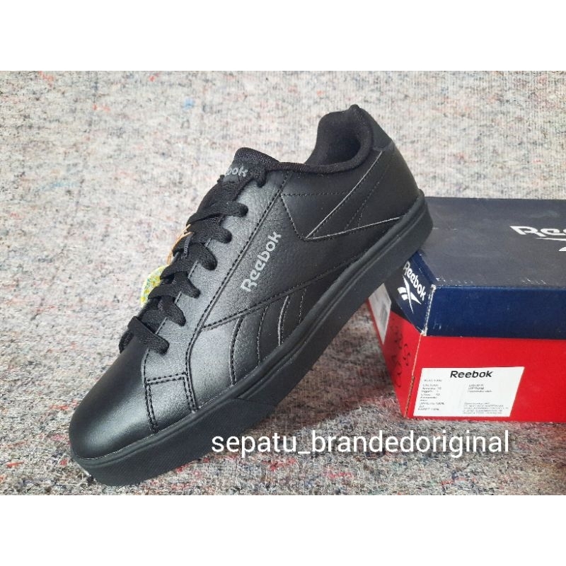 sepatu sekolah hitam polos sneaker reebok classic original low 3