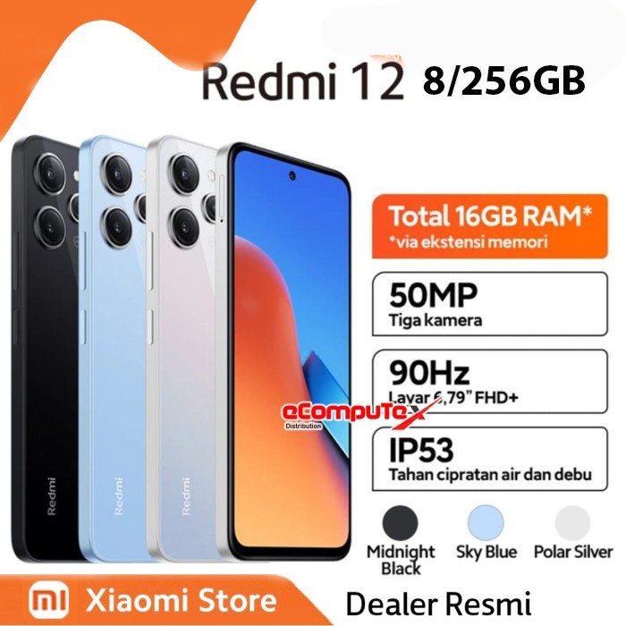 HANDPHONE XIAOMI REDMI 12 8/256 GB HP NFC 8/256 GB GARANSI RESMI....