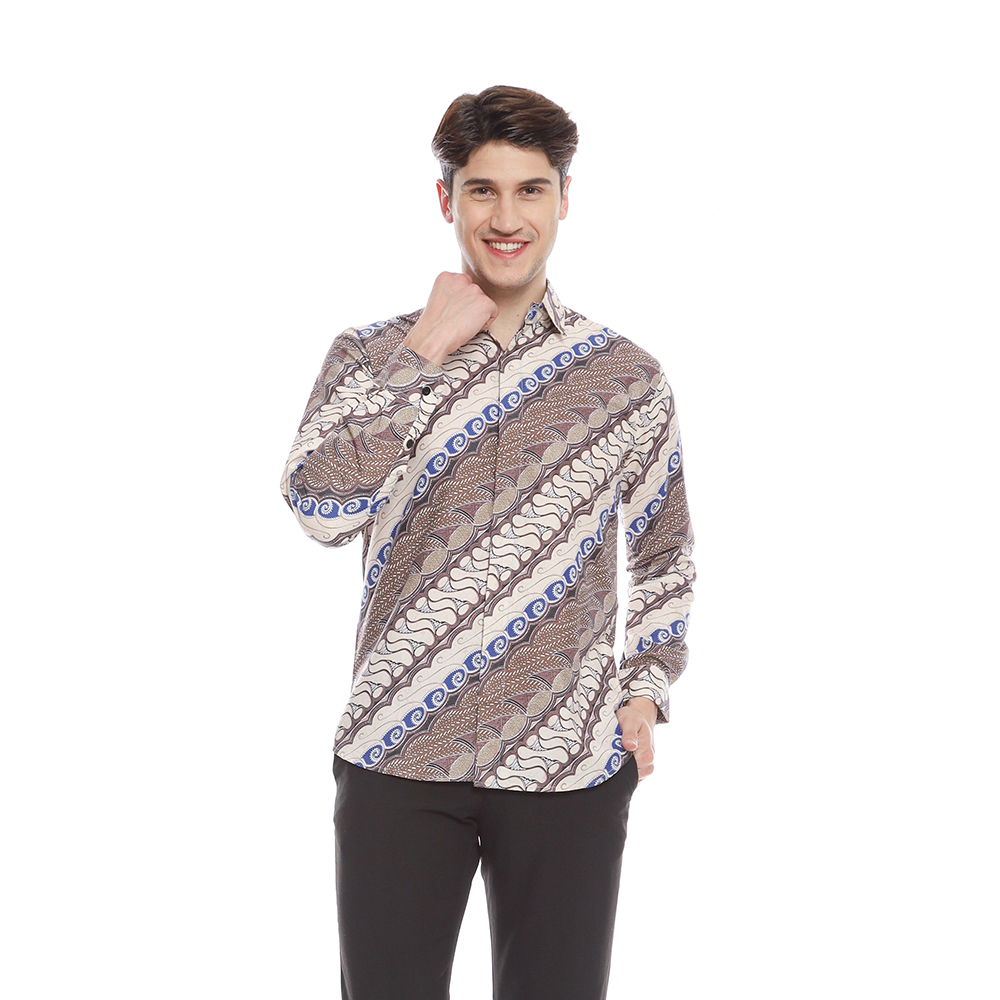 Batik Kemeja Pria Ongbak Ulir Modern Slimfit Lengan Panjang