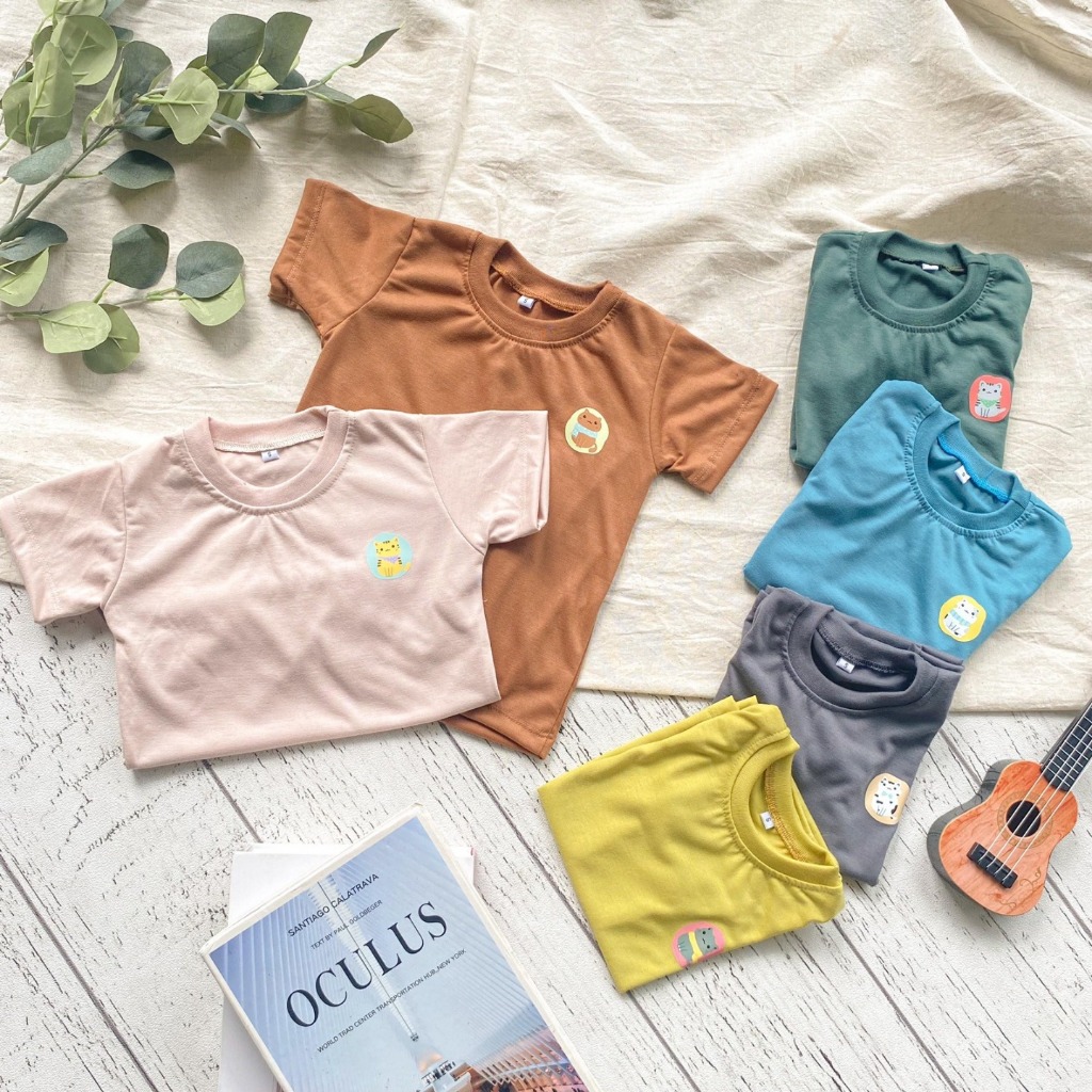 (PAKET 3 PCS) Baju Kaos Anak & Bayi Laki laki Perempuan Lengan Pendek 1-7 Tahun Simple Tee