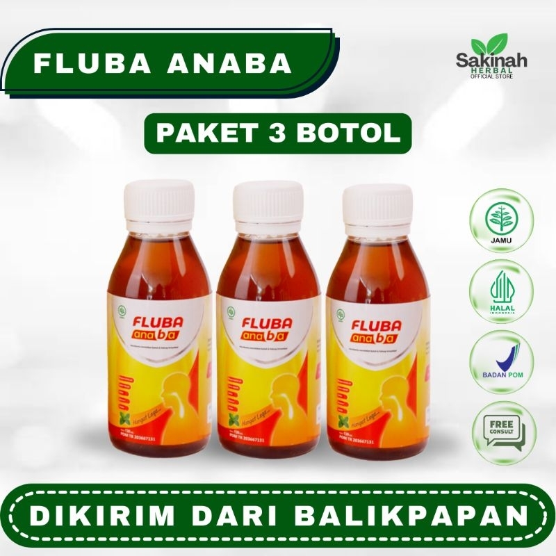 PAKET 3 BOTOL FLUBA ANABA - FLUBA ANABA SOLUSI AMPUH MENGATASI MASALAH FLU BATUK PADA ANAK BALIKPAPA