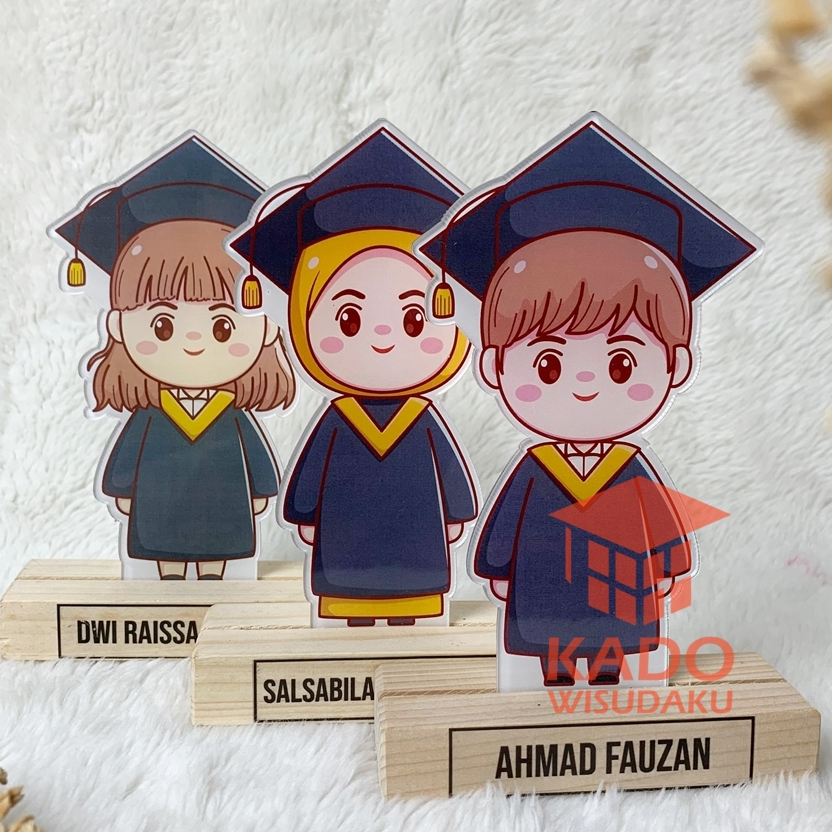 Plakat Wisuda Lucu Kayu Custom Nama