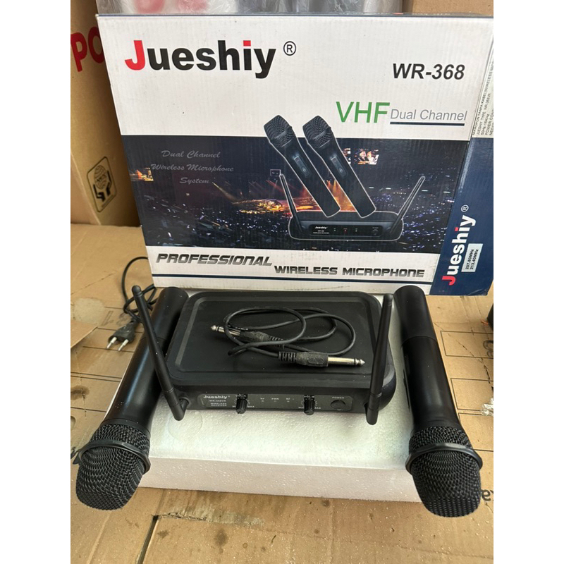 Mic Wireless JUESHIY WR-368. isi 2 Microphone VHF dual channel. receiver
