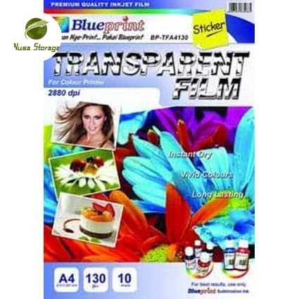 

Kertas Transparan Stiker Transparent Film Sticker BluePrint A4 130gsm 10sheet