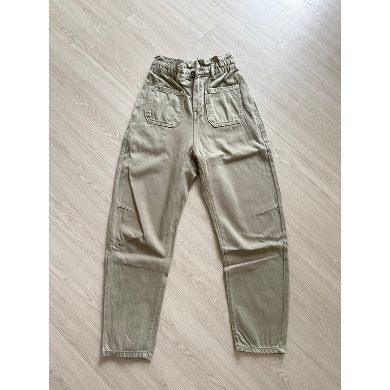 ZARA CELANA PANJANG KARET HIJAU ARMY preloved / second